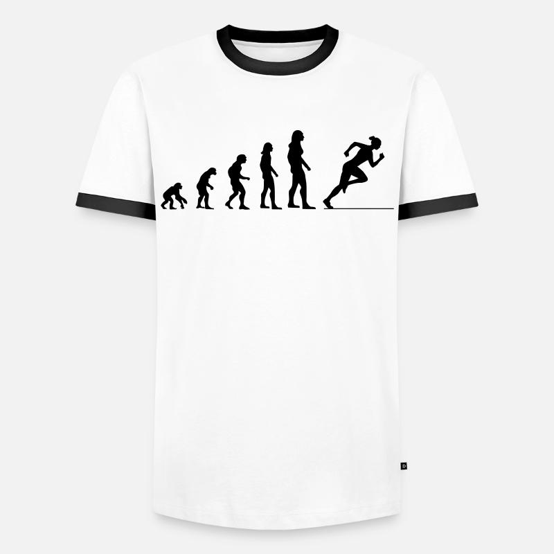 Evolution Run – Faster than Yesterday - Men's Ringer Shirt - white/black