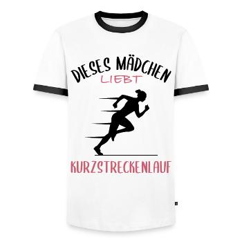 Sprint Love – Pour les filles rapides - T-shirt contrasté Homme - blanc/noir - Devant - AI Model Female 172 light (172cm) & AI Model Male 178 dark (178cm)