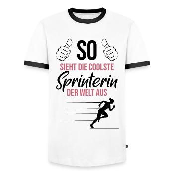 La sprinteuse la plus cool – classe mondiale - T-shirt contrasté Homme - blanc/noir - Devant - AI Model Female 172 light (172cm) & AI Model Male 178 dark (178cm)