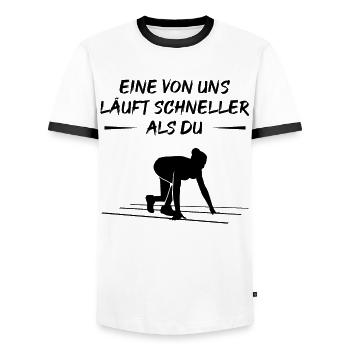 Coureur rapide – vitesse pure - T-shirt contrasté Homme - blanc/noir - Devant - AI Model Female 172 light (172cm) & AI Model Male 178 dark (178cm)