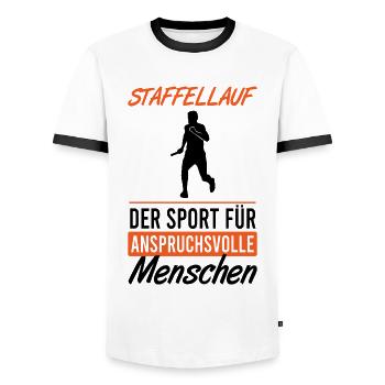 Relay race for the demanding - Men's Ringer Shirt - white/black - Front - AI Model Female 172 light (172cm) & AI Model Male 178 dark (178cm)