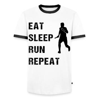 Eat Sleep Run Repeat Läufermotto - Männer Kontrast-T-Shirt - Weiß/Schwarz - Vorne - AI Model Female 172 light (172cm) & AI Model Male 178 dark (178cm)