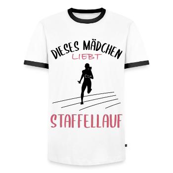 Staffellauf-Liebe - Mädchens Passion - Männer Kontrast-T-Shirt - Weiß/Schwarz - Vorne - AI Model Female 172 light (172cm) & AI Model Male 178 dark (178cm)