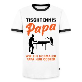 Cooler Tischtennis Papa Spruch Geschenk - Männer Kontrast-T-Shirt - Weiß/Schwarz - Vorne - AI Model Female 172 light (172cm) & AI Model Male 178 dark (178cm)