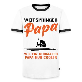 Coolest Long Jump Dad - Gift - Men's Ringer Shirt - white/black - Front - AI Model Female 172 light (172cm) & AI Model Male 178 dark (178cm)