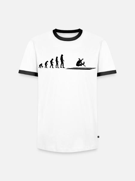 Weitsprung Evolution Athletin Geschenk - Männer Kontrast-T-Shirt - Weiß/Schwarz