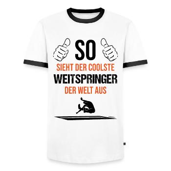 World's Best Long Jumper Coolness Gift - Men's Ringer Shirt - white/black - Front - AI Model Female 172 light (172cm) & AI Model Male 178 dark (178cm)