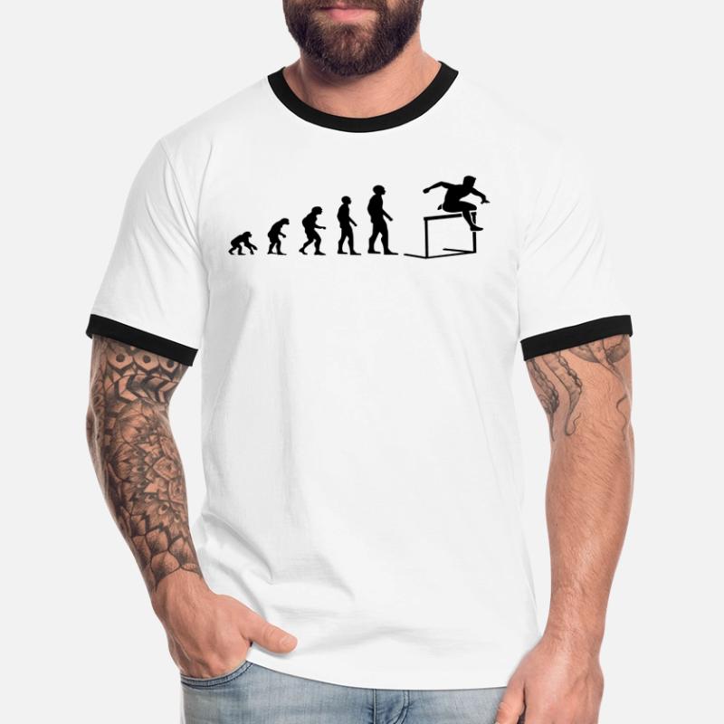 Evolution Hindernislauf Sport Evolutionär Männer Kontrast-T-Shirt