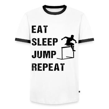 Eat Sleep Jump Repeat Sport Passion - Men's Ringer Shirt - white/black - Front - AI Model Female 172 light (172cm) & AI Model Male 178 dark (178cm)