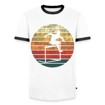 Coucher de soleil Course d’obstacles Sports cadeau - T-shirt contrasté Homme - blanc/noir - Devant - AI Model Female 172 light (172cm) & AI Model Male 178 dark (178cm)
