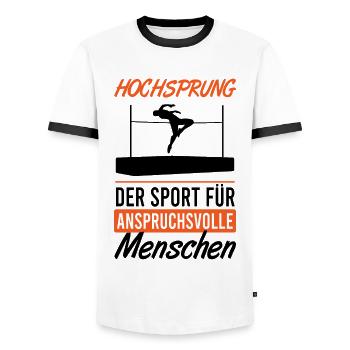 High Jump for Demanding Athletes - Men's Ringer Shirt - white/black - Front - AI Model Female 172 light (172cm) & AI Model Male 178 dark (178cm)