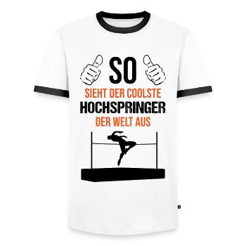 Coolest High Jumper World Class Athlete - Men's Ringer Shirt - white/black - Front - AI Model Female 172 light (172cm) & AI Model Male 178 dark (178cm)