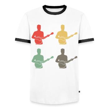 Colorful Banjo - Gift for Music Fans - Men's Ringer Shirt - white/black - Front - AI Model Female 172 light (172cm) & AI Model Male 178 dark (178cm)