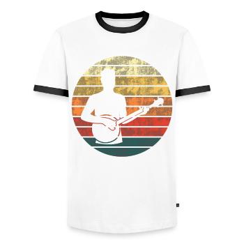 Banjo coucher de soleil - cadeau pour musicien - T-shirt contrasté Homme - blanc/noir - Devant - AI Model Female 172 light (172cm) & AI Model Male 178 dark (178cm)
