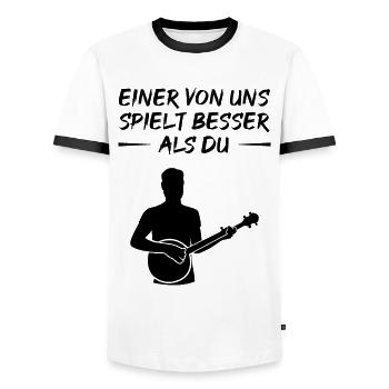 Banjo Challenge - Better Than You Gift - Men's Ringer Shirt - white/black - Front - AI Model Female 172 light (172cm) & AI Model Male 178 dark (178cm)