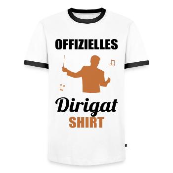 Official Conducting Shirt - Gift for Maestros - Men's Ringer Shirt - white/black - Front - AI Model Female 172 light (172cm) & AI Model Male 178 dark (178cm)