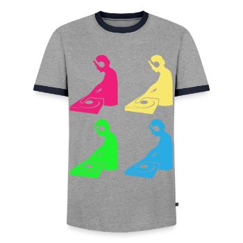Color Mix Masters - Cadeau pour les DJ colorés - T-shirt contrasté Homme - gris/marine  - Devant - AI Model Female 172 light (172cm) & AI Model Male 178 light (178cm)