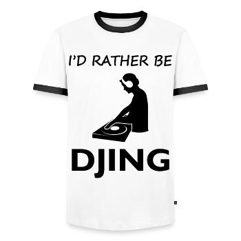 I'd rather DJ than anything else as a gift - Men's Ringer Shirt - white/black - Front - AI Model Female 172 light (172cm) & AI Model Male 178 dark (178cm)