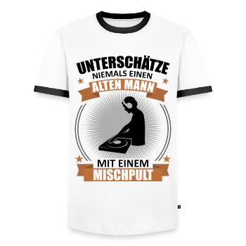 Alt DJ with Mixer Legend Shirt - Gift - Men's Ringer Shirt - white/black - Front - AI Model Female 172 light (172cm) & AI Model Male 178 dark (178cm)