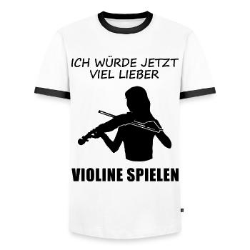 Sehnsucht Violinen Spielzeit Geschenk - Männer Kontrast-T-Shirt - Weiß/Schwarz - Vorne - AI Model Female 172 light (172cm) & AI Model Male 178 dark (178cm)