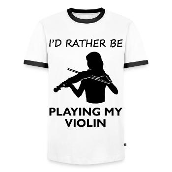 Sehnsucht Violinen Spielzeit Geschenk - Männer Kontrast-T-Shirt - Weiß/Schwarz - Vorne - AI Model Female 172 light (172cm) & AI Model Male 178 dark (178cm)