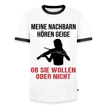 Violon voisins Sound Check cadeau - T-shirt contrasté Homme - blanc/noir - Devant - AI Model Female 172 light (172cm) & AI Model Male 178 dark (178cm)