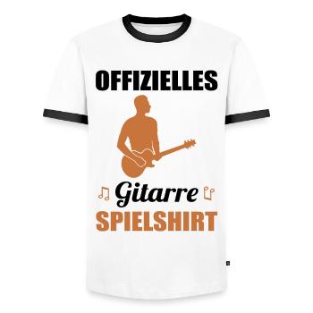 Chemise cadeau officielle du jeu de guitariste - T-shirt contrasté Homme - blanc/noir - Devant - AI Model Female 172 light (172cm) & AI Model Male 178 dark (178cm)