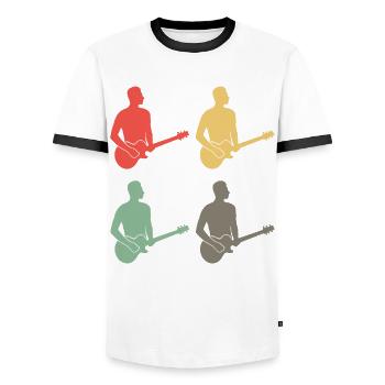 Colorful Guitarists Harmony Gift Shirt - Men's Ringer Shirt - white/black - Front - AI Model Female 172 light (172cm) & AI Model Male 178 dark (178cm)
