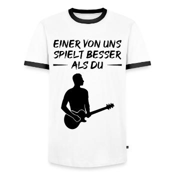 Besserer Gitarrist - Top-Geschenk-Shirt - Männer Kontrast-T-Shirt - Weiß/Schwarz - Vorne - AI Model Female 172 light (172cm) & AI Model Male 178 dark (178cm)