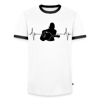 Herzschlag Gitarristin Geschenk-Takt - Männer Kontrast-T-Shirt - Weiß/Schwarz - Vorne - AI Model Female 172 light (172cm) & AI Model Male 178 dark (178cm)