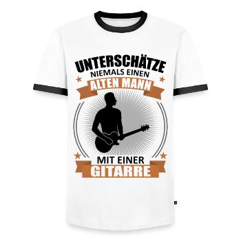 Vieil homme guitare sagesse cadeau - T-shirt contrasté Homme - blanc/noir - Devant - AI Model Female 172 light (172cm) & AI Model Male 178 dark (178cm)