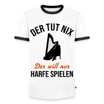 Harmless harp sound inspires musicians - Men's Ringer Shirt - white/black - Front - AI Model Female 172 light (172cm) & AI Model Male 178 dark (178cm)