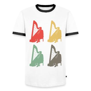 Bunte Harfenklänge Vielfalt Geschenk - Männer Kontrast-T-Shirt - Weiß/Schwarz - Vorne - AI Model Female 172 light (172cm) & AI Model Male 178 dark (178cm)