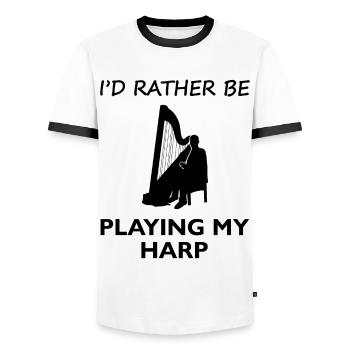 Dear Now Harp String Magic - T-shirt contrasté Homme - blanc/noir - Devant - AI Model Female 172 light (172cm) & AI Model Male 178 dark (178cm)