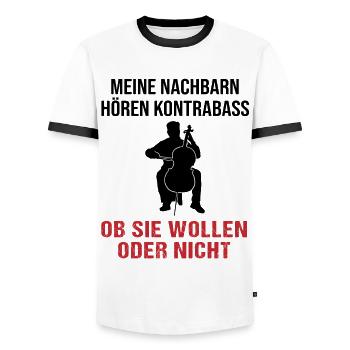 Nachbarschaft Basskonzert Garantiert - Männer Kontrast-T-Shirt - Weiß/Schwarz - Vorne - AI Model Female 172 light (172cm) & AI Model Male 178 dark (178cm)