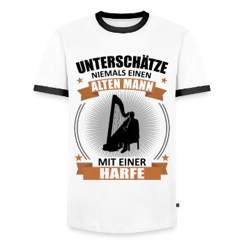 Harp Wisdom Age Power Gift - Men's Ringer Shirt - white/black - Front - AI Model Female 172 light (172cm) & AI Model Male 178 dark (178cm)