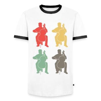 Bassists Colorful Ensemble Sound - Men's Ringer Shirt - white/black - Front - AI Model Female 172 light (172cm) & AI Model Male 178 dark (178cm)