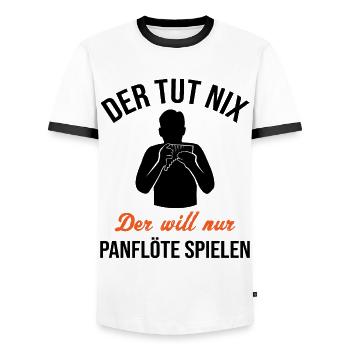 Flûte de Pan inoffensive Virtuose Fun - T-shirt contrasté Homme - blanc/noir - Devant - AI Model Female 172 light (172cm) & AI Model Male 178 dark (178cm)