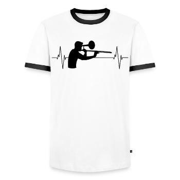 Trombonist Heartbeat Music Passion Gift - Men's Ringer Shirt - white/black - Front - AI Model Female 172 light (172cm) & AI Model Male 178 dark (178cm)