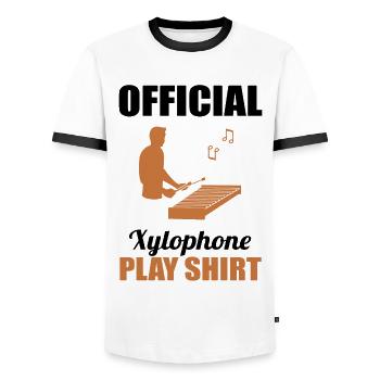 Xylophone Virtuoso Official Game Shirt - Men's Ringer Shirt - white/black - Front - AI Model Female 172 light (172cm) & AI Model Male 178 dark (178cm)