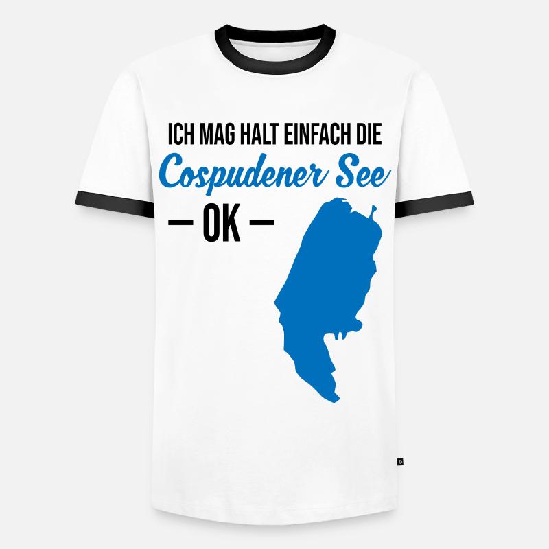 Cospudener See - Einfach Perfekt - Männer Kontrast-T-Shirt - Weiß/Schwarz