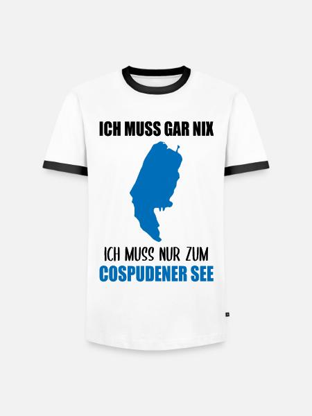 Cospudener See Lebensmotto - Männer Kontrast-T-Shirt - Weiß/Schwarz
