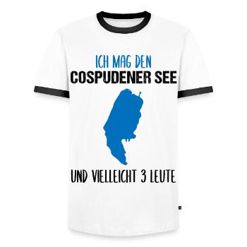 Cospudener See Mein Lieblingsort - Männer Kontrast-T-Shirt - Weiß/Schwarz - Vorne - AI Model Female 172 light (172cm) & AI Model Male 178 dark (178cm)
