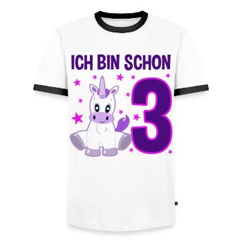Unicorn Dream World 3 Years of Wonder - Men's Ringer Shirt - white/black - Front - AI Model Female 172 light (172cm) & AI Model Male 178 dark (178cm)