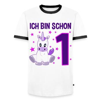 Einhorn Wunderland 1. Geburtstag - Männer Kontrast-T-Shirt - Weiß/Schwarz - Vorne - AI Model Female 172 light (172cm) & AI Model Male 178 dark (178cm)