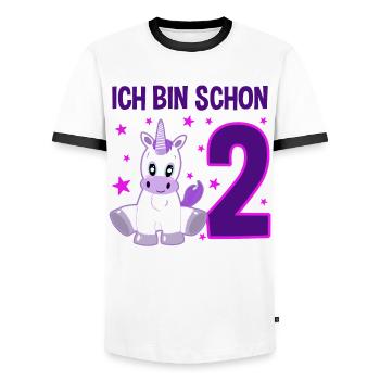 Zauberhaftes Einhorn 2 Jahre Fest - Männer Kontrast-T-Shirt - Weiß/Schwarz - Vorne - AI Model Female 172 light (172cm) & AI Model Male 178 dark (178cm)