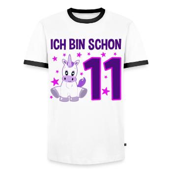 Einhornzauber 11 Jahre Glücksstern - Männer Kontrast-T-Shirt - Weiß/Schwarz - Vorne - AI Model Female 172 light (172cm) & AI Model Male 178 dark (178cm)