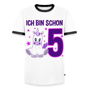 Unicorn 5th Birthday Star Festival - Men's Ringer Shirt - white/black - Front - AI Model Female 172 light (172cm) & AI Model Male 178 dark (178cm)