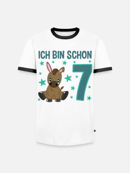 Siebenjährige Partyeselchen Glücksbringer - Männer Kontrast-T-Shirt - Weiß/Schwarz