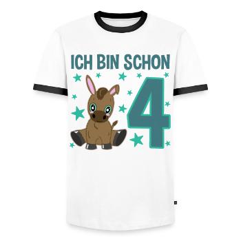 Four-year-old donkey: party and pure fun - Men's Ringer Shirt - white/black - Front - AI Model Female 172 light (172cm) & AI Model Male 178 dark (178cm)